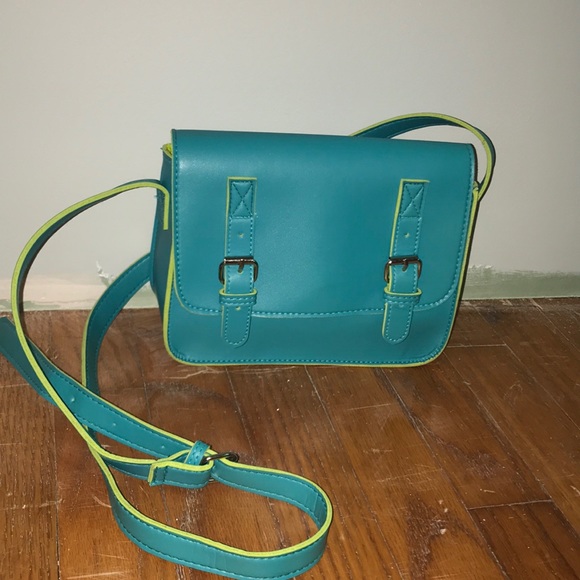 Bags Fun Turquoise And Lime Green Crossbody Bag Poshmark